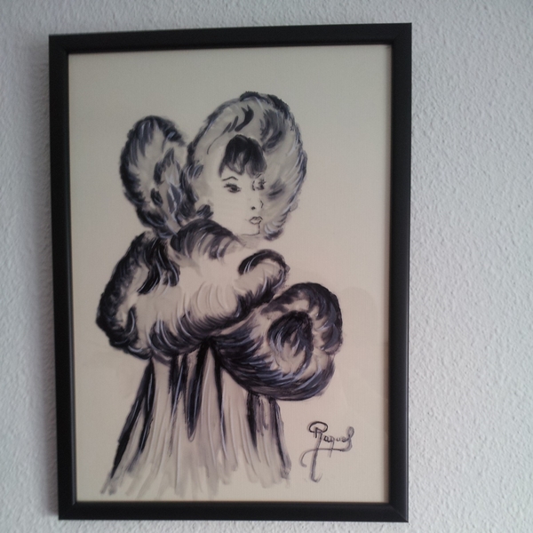 dama pintada sobre cristal
